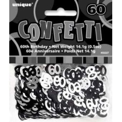 confettis de table chiffre 60 noir et argent