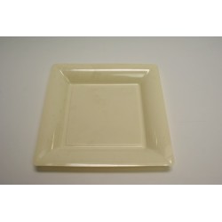 12 assiettes carrées vaisselle : 16.5 cm ivoire