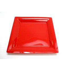 12 assiettes carrées  16.5 cm rouge