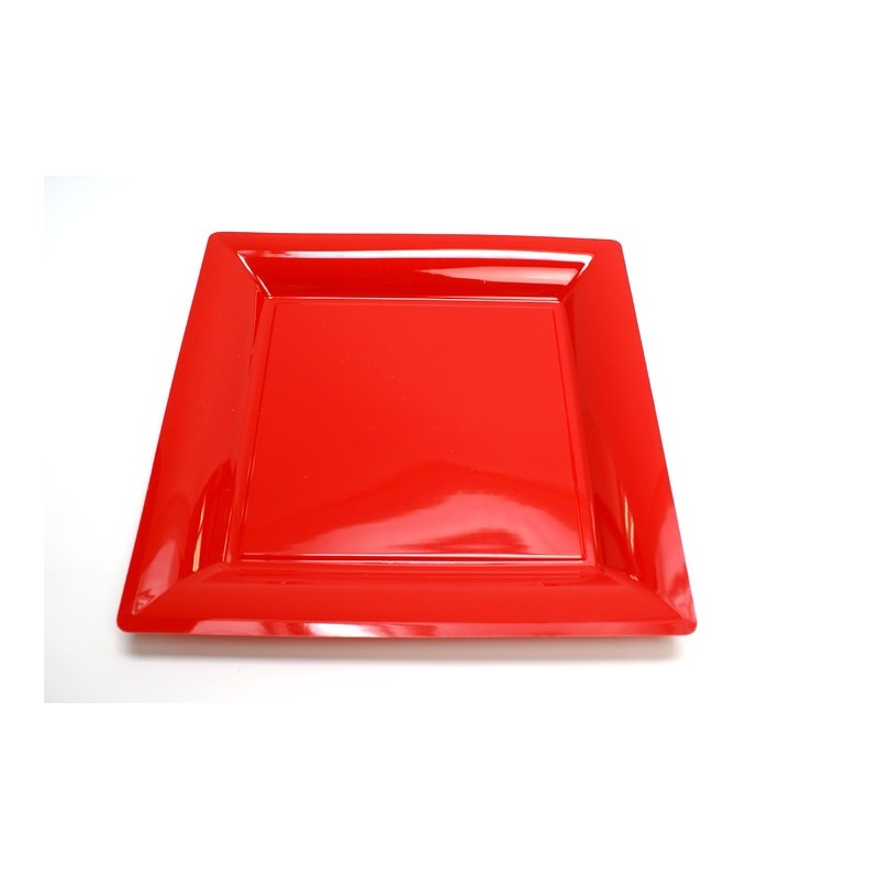 assiette carrée 17cm jetable rouge pas cher