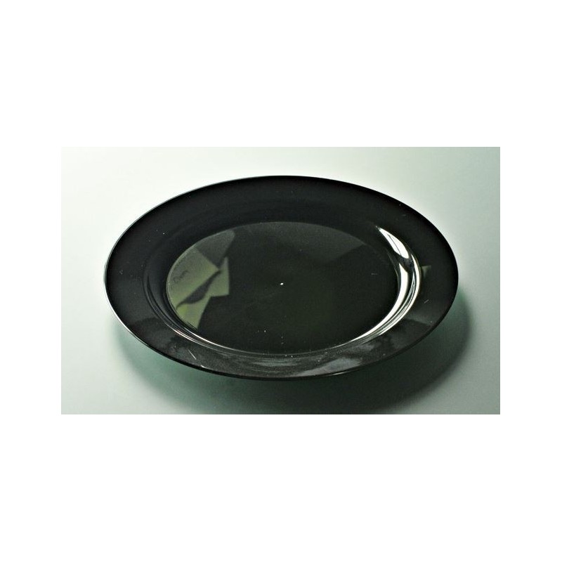 assiette ronde en plastique rigide noir prestige 19 cm